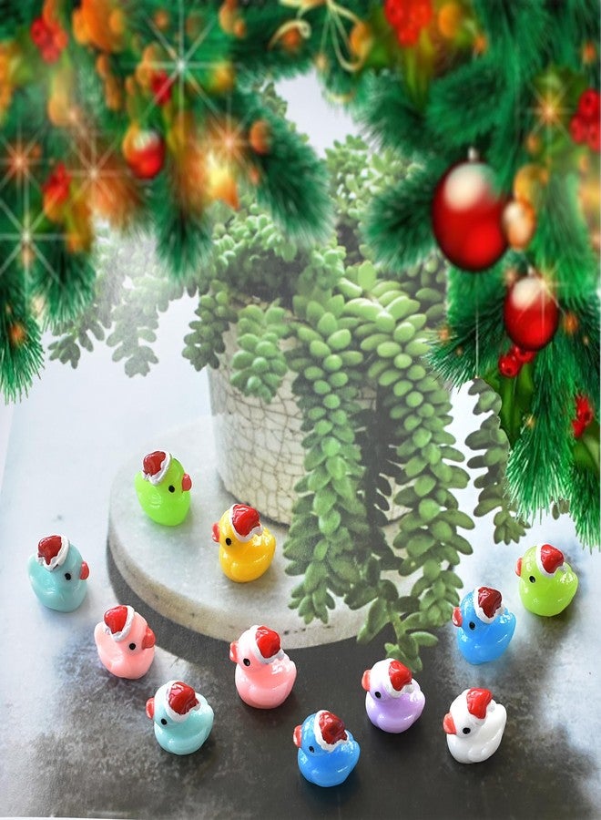 Tindobewan 50 PCS Tiny Ducks Mini Resin Ducks Miniature Christmas Hat Duck Figures Ornament for Xmas, Craft, Dollhouse, Slime, Home Decorations（Multi Color） - Image 3